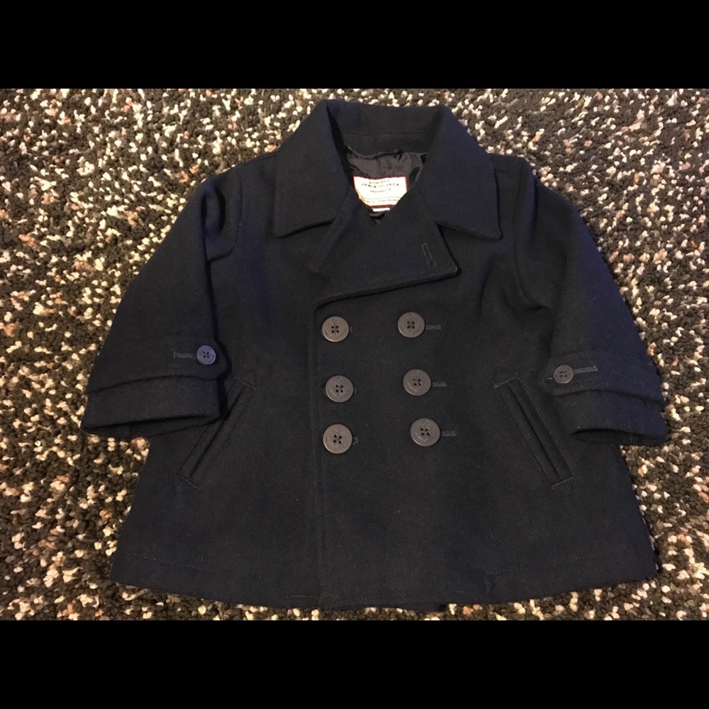 Janie & Jack Blue Wool Unisex Pea Coat Jacket